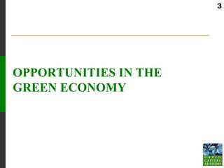3




OPPORTUNITIES IN THE
GREEN ECONOMY
 