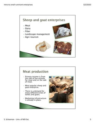 Small Ruminant Meat Intro to small ruminant enterprises | PDF