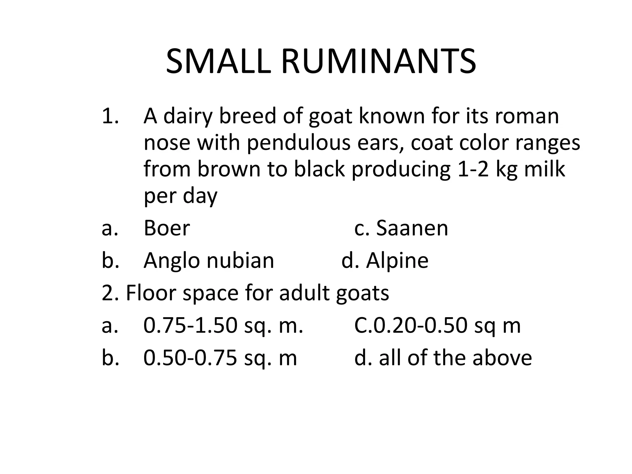 All Ruminant SMALL RUMINANTS AGRICULTURE REVIEWER FOR 2024 | PDF