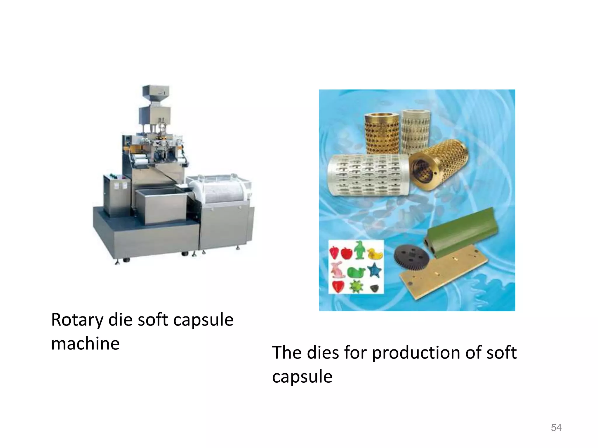54 
Rotary die soft capsule 
machine The dies for production of soft 
capsule 
 