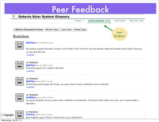 Peer Feedback
peer
feedback
Wednesday, July 24, 13
 