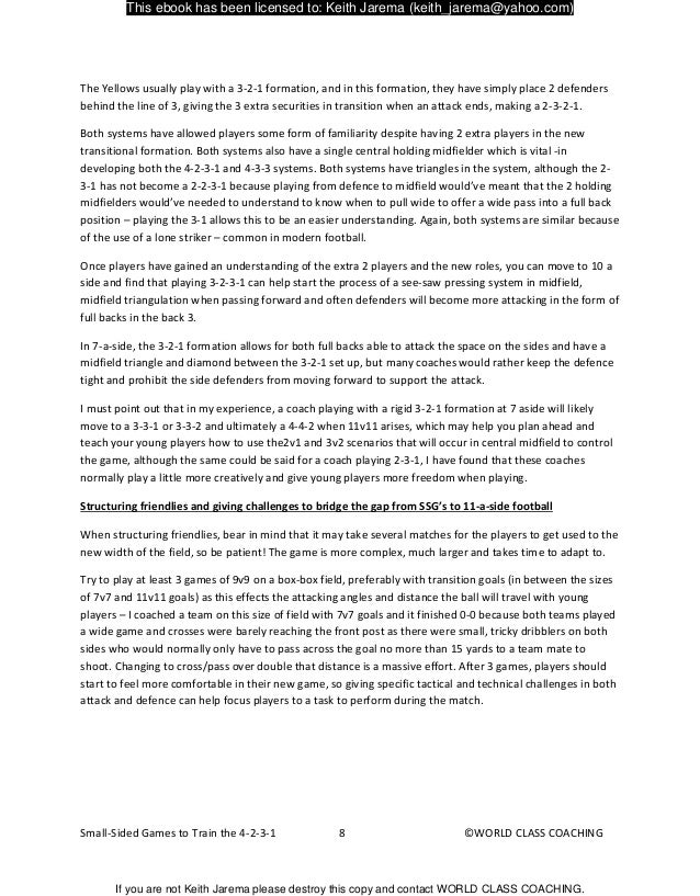 Small Sided Games To Train The 4 2 3 1