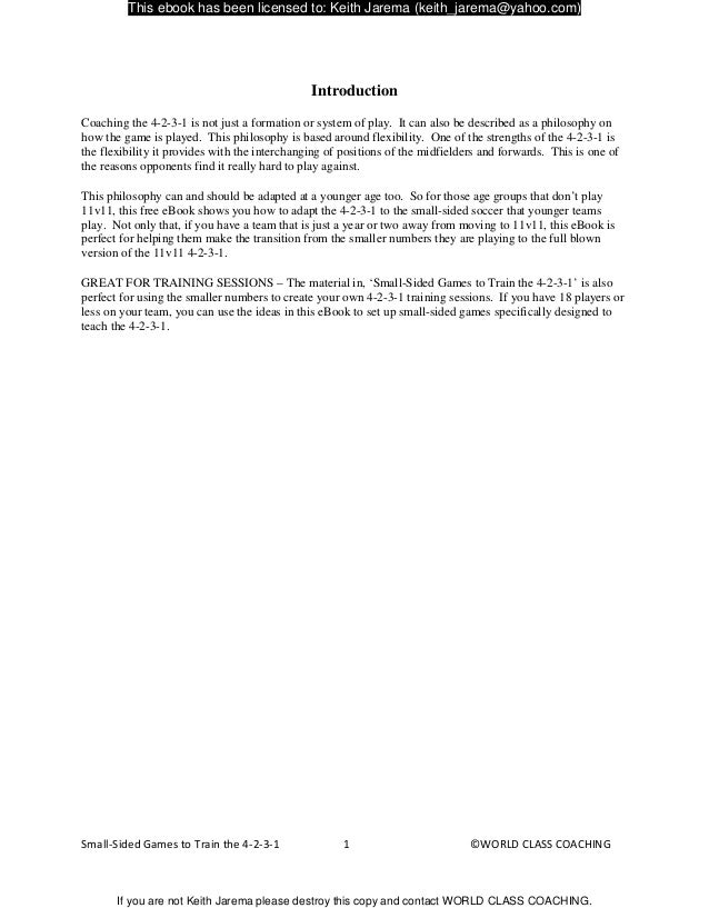 Small Sided Games To Train The 4 2 3 1