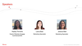 ©2020 Adobe. All Rights Reserved. Adobe Confidential.
Speakers
Head of Marketo Engage
Commercial DG
Hayley Ferrante
Marketing Specialist
Liana Best
Marketing Specialist
Jessica Blair
 