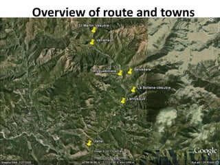 Overview of route and towns 