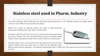 Stainless steel used in Pharm. Industry
40
 