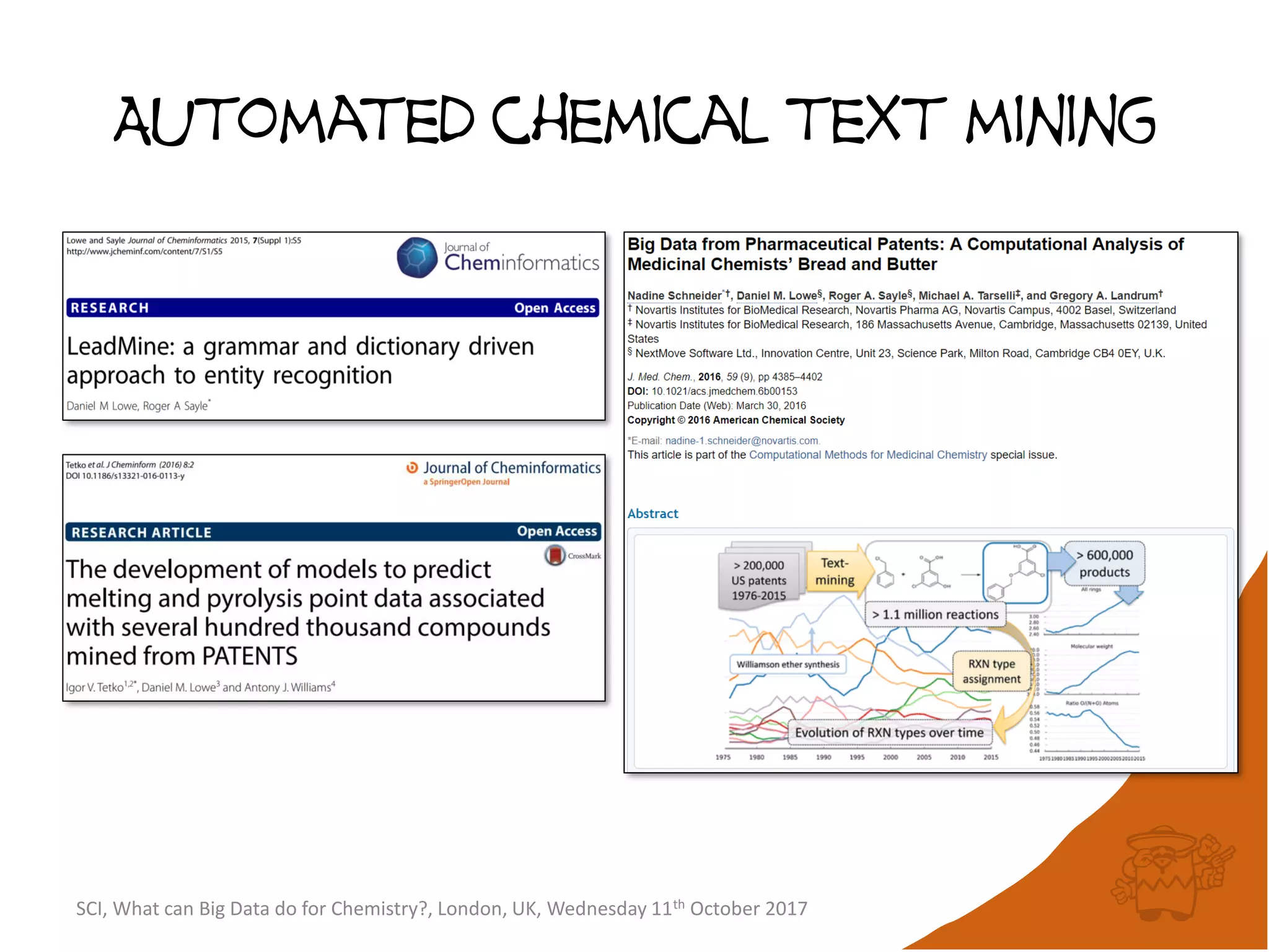 Automated chemical text mining
SCI, What can Big Data do for Chemistry?, London, UK, Wednesday 11th October 2017
 