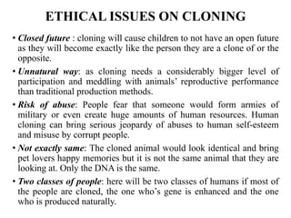 Social and ethical issues of genetic engineering | PPTX