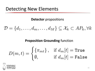 Detecting New Elements
12
Detector propositions
Proposition Grounding function
 