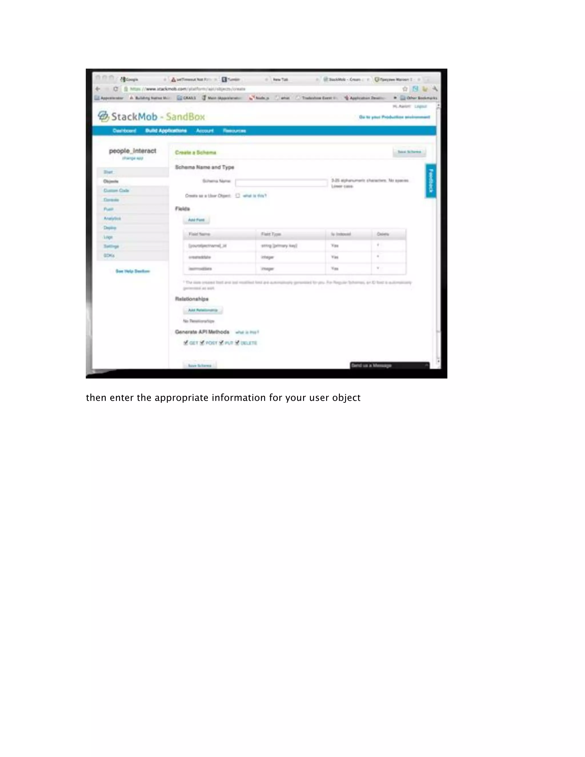 then enter the appropriate information for your user object 