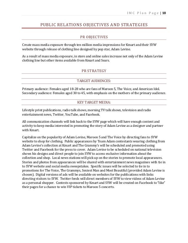 imc 610 integrated marketing communication plan for kmart imc plans examples