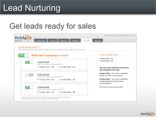 Lead Nurturing

 Get leads ready for sales
 