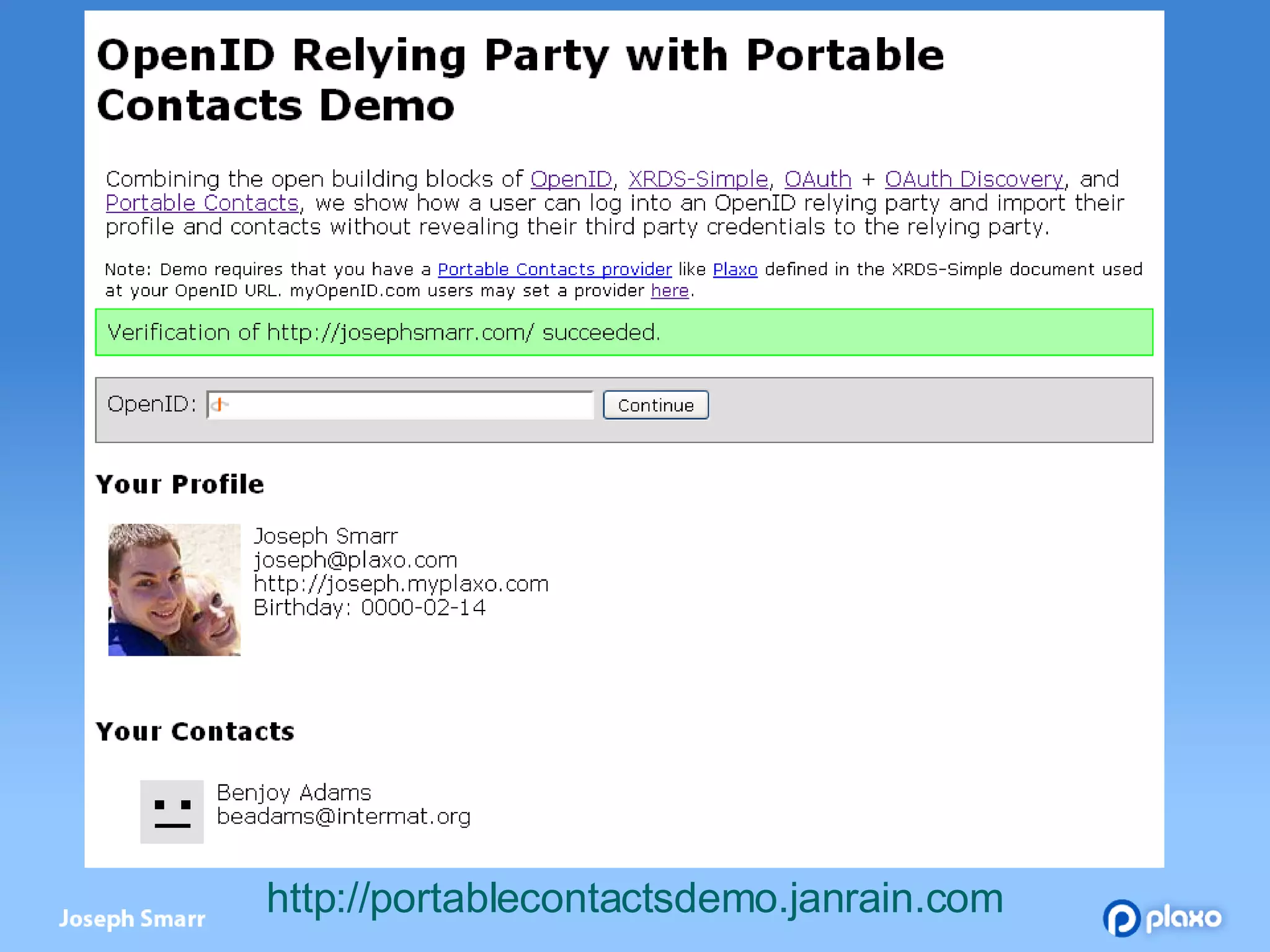 http:// portablecontactsdemo.janrain.com 