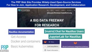The PRP Web Site Provides Widely-Used Open-Source Services
For How to Join, Application Research, Development, and Collaboration
 