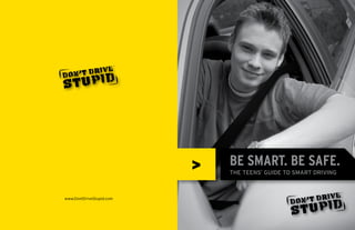 >   BE SMART. BE SAFE.
                              THE TEENS’ GUIDE TO SMART DRIVING



www.DontDriveStupid.com
 