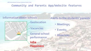 EducaNatal
Group E – Education
Georeferenced Information
Luis Paese (Student, UFRGS)
Jonas de Macêdo (MSc Student, UFRN)
Eliudson Silva (SME - Municipality)
Charles Madeira (PhD, UFRN)
Rogério P.C. do Nascimento (PhD, UFS)
 
