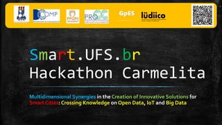 Smart.UFS.br
Hackathon Carmelita
Multidimensional Synergies in the Creation of Innovative Solutions for
Smart Cities: Crossing Knowledge on Open Data, IoT and Big Data
GpES
Grupo de Pesquisa em Engenharia de Software
 