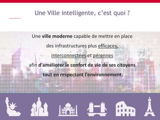 Une Ville intelligente, c’est quoi ?
Une ville moderne capable de mettre en place
des infrastructures plus efficaces,
interconnectées et pérennes
afin d'améliorer le confort de vie de ses citoyens
tout en respectant l'environnement.
3
Lettre de Mission
 