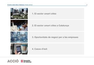 El sector smart cities a Catalunya | Píndola sectorial 3
1. El sector smart cities
2. El sector smart cities a Catalunya
3. Oportunitats de negoci per a les empreses
4. Casos d’èxit
 