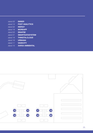 25
stand 05
stand 14
stand 02
stand 19
stand 03
stand 01
stand 18
stand 16
stand 11
stand 15
EMSER
FOOT ANALYTICS
INERGY
MOREAPP
SINAPSE
SMARTDATASYSTEM
THINGTIA.CLOUD
URBANAI
VADECITY
XARXA AMBIENTAL
13 1715 19
14 1816 20
 