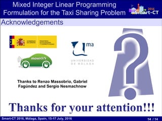 Mixed Integer Linear Programming Formulation for the Taxi Sharing ...
