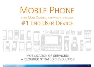 © SD Association. All rights reserved. 3
MOBILE PHONE
IS THE MOST CARRIED, CONVENIENT TO ACCESS,
#1 END USER DEVICE
MOBILIZATION OF SERVICES:
A REQUIRED STRATEGIC EVOLUTION
 
