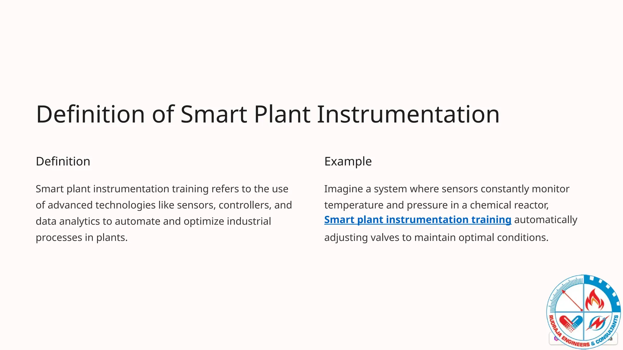 Smart Plant Instrument Smart Plant Instrumentation Training: Introduction to Modern Technology ...