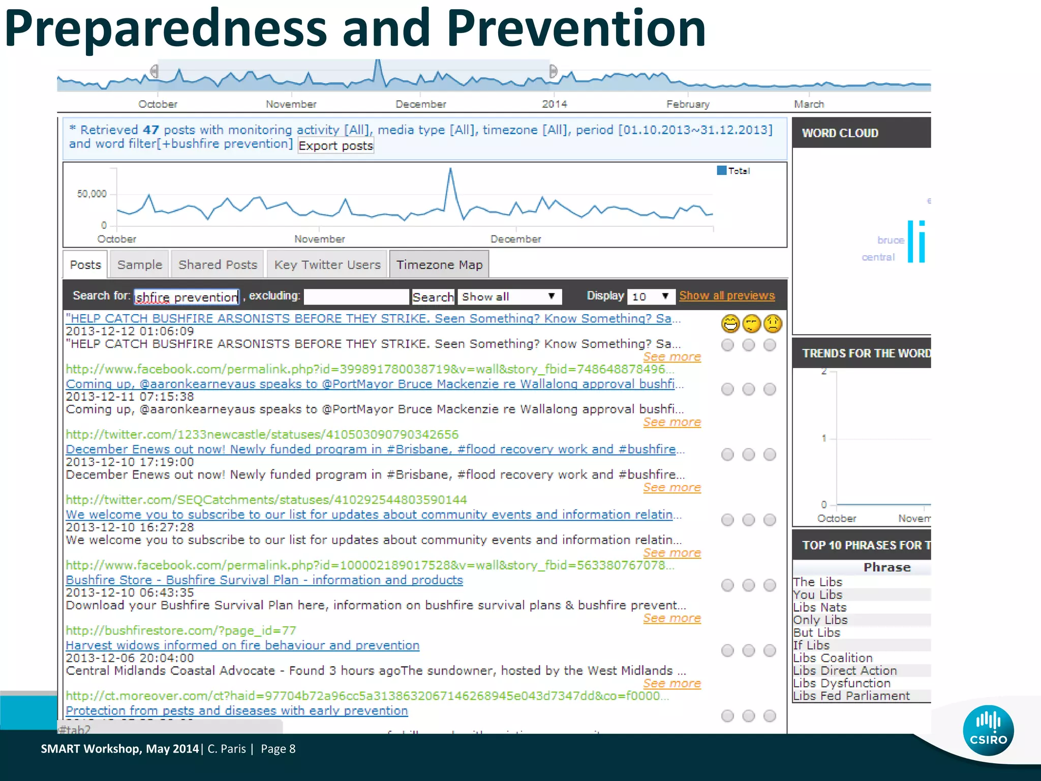 Preparedness and Prevention
SMART Workshop, May 2014| C. Paris | Page 8
 