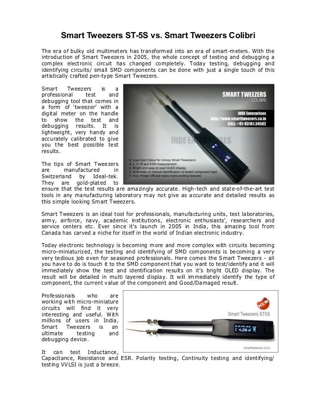 Smart Tweezers ST5S and Smart Tweezers Colibri at best price in India