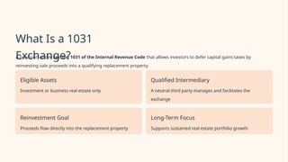 Code 1031 Smart 1031 Exchange Strategies - Full Service 1031 | PPTX