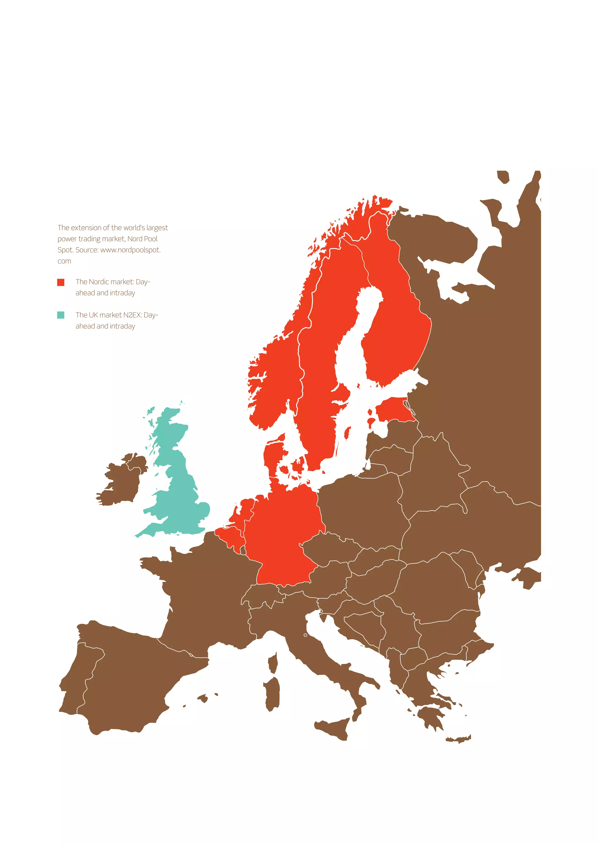 The extension of the world’s largest
power trading market, Nord Pool
Spot. Source: www.nordpoolspot.
com

      The Nordic market: Day-
      ahead and intraday


      The UK market N2EX: Day-
      ahead and intraday
 
