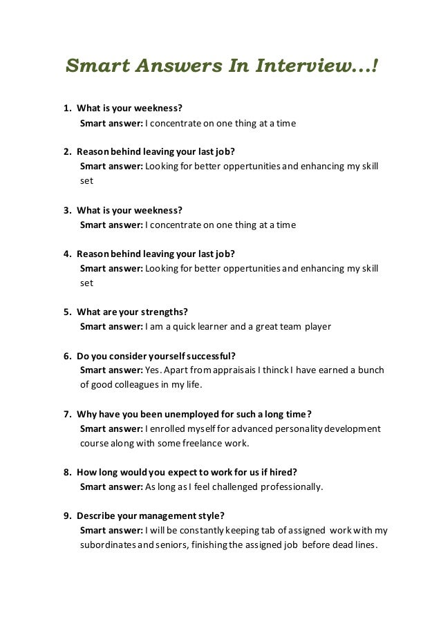 smart answers in interview describe management style