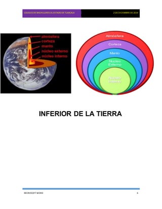COLEGIO DE BACHILLERES DL ESTADO DE TLAXCALA 2 DE DICIEMBRE DE 2014
INFERIOR DE LA TIERRA
MICROSOFT WORD 6