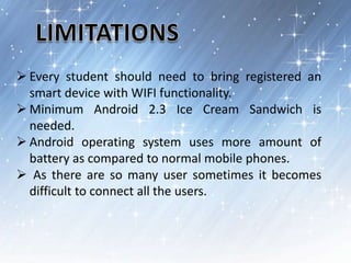 Smart Attendance Management System Using Android WIFI Technology | PPTX