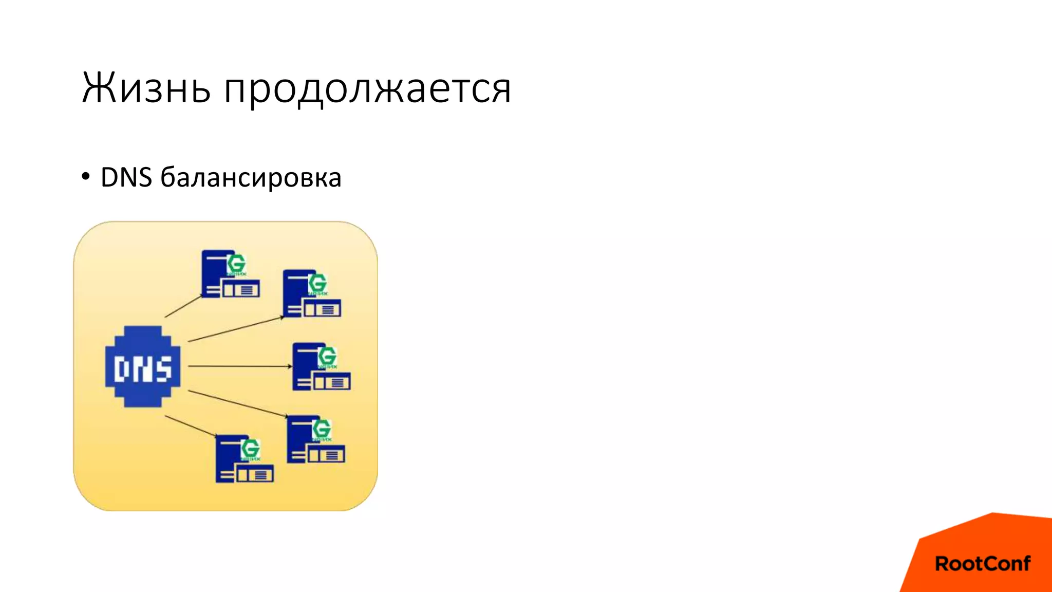 Жизнь продолжается
• DNS балансировка
 