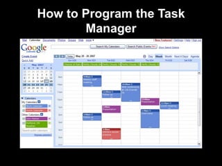 How to Program the Task
Manager
 