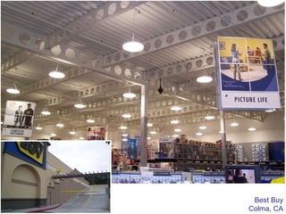 Project Type: Retail Completion: 2004 Comments:  Constrained by a limited site, Best Buy had to utilize the roof for additional parking.  The SMARTBEAM ®  allowed them to maintain an open floor plan while supporting the increased loads. Best Buy Colma, CA 