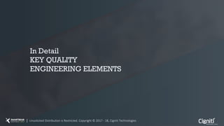 In Detail
KEY QUALITY
ENGINEERING ELEMENTS
Unsolicited Distribution is Restricted. Copyright © 2017 - 18, Cigniti Technologies
 