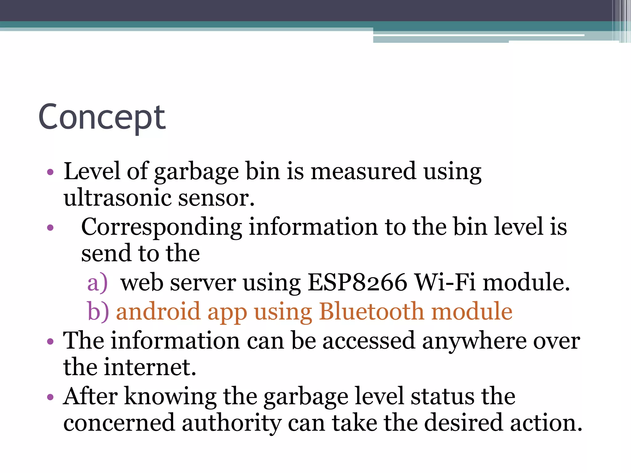 Smart Bins : IOT Based Garbage Monitoring System | PPT