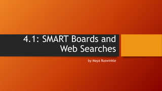 4.1: SMART Boards and
Web Searches
by Maya Ruswinkle
 