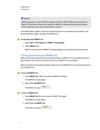 Smart Ink Annotation Software Smartboard Smart Ink User Guide | PDF