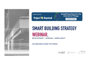 SMART BUILDING STRATEGY
WEBINAR.BRUCE DUYSHART | JIM MCHALE | AARON LAPSLEY
ANY QUESTIONS? PLEASE TYPE THEM IN…
 
