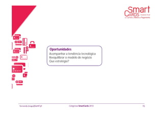 fernando.braga@banif.pt Congresso SmartCards 2014
Acompanhar a tendência tecnológica
Reequilibrar o modelo de negócio
Que estratégia?
15
Oportunidades
 