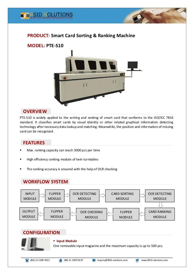 Smart Card Sorting & Ranking Machine PTES10