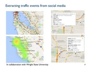 Extracting traffic events from social media
29In collaboration with Wright State University
 