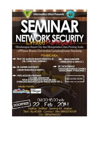 Seminar security Smart City dan sampul buku