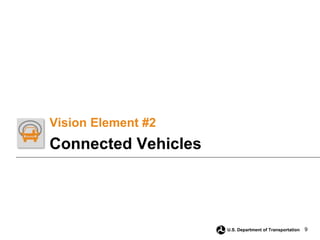9
U.S. Department of Transportation
Vision Element #2
Connected Vehicles
 