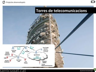 Torres de telecomunicacions  Xarxa corporativa FO La Floresta Turó Can Mates Golf Sant Joan Ajuntament 25 - 50 Mbps 25 - 50 Mbps 50 - 100 Mbps Can Cortés  GenCat-Catalunya Connecta Pavelló Valldoreix EMD Centre Cultural Valldoreix Les Planes Antenes WiMAX Torres Radiocomunicacions 