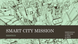 SMART CITY MISSION
EKISTICS
DEEPANJALI
17ARC0106
VI SEM.
B.ARCH
 