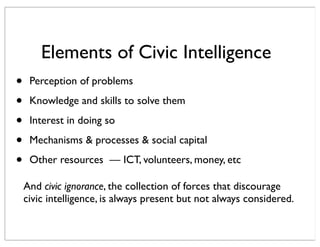 Smart city + smart citizens = civic intelligence ?? from Smart City ...